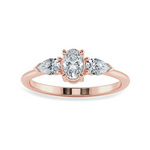 Load image into Gallery viewer, 0.50cts. Oval Cut Solitaire with Pear Cut Diamond Accents 18K Rose Gold Ring JL AU 1206R-A   Jewelove.US
