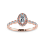 Load image into Gallery viewer, 0.50cts. Oval Cut Solitaire Halo Diamond Shank 18K Rose Gold Ring JL AU 1199R-A   Jewelove.US
