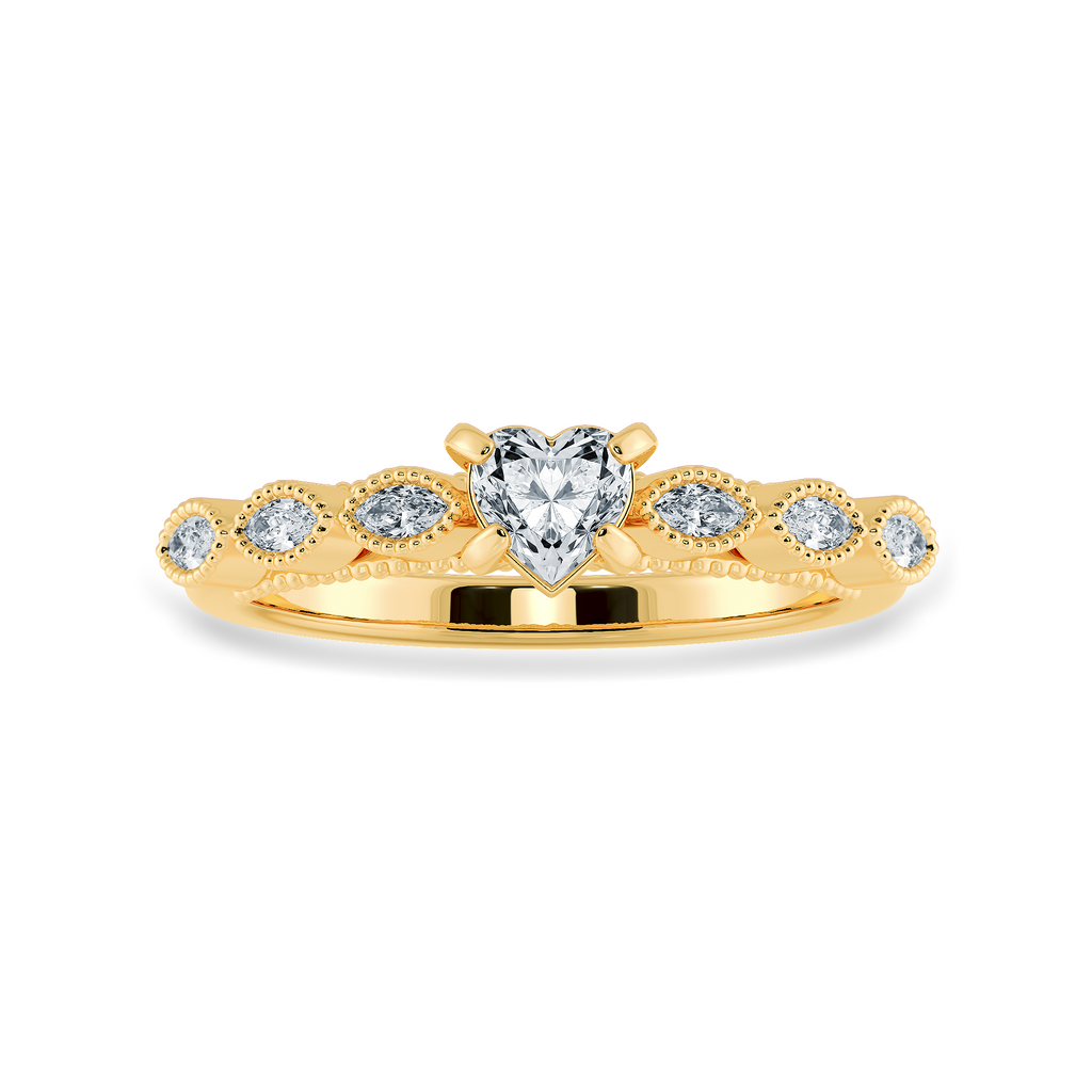 0.70cts. Heart Cut Solitaire with Marquise Cut Diamond Accents 18K Yellow Gold Ring JL AU 2016Y-B   Jewelove.US