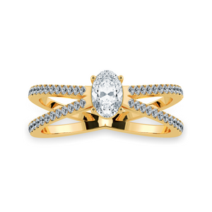 0.70cts. Oval Cut Solitaire Diamond Split Shank 18K Yellow Gold Ring JL AU 1174Y-B   Jewelove.US