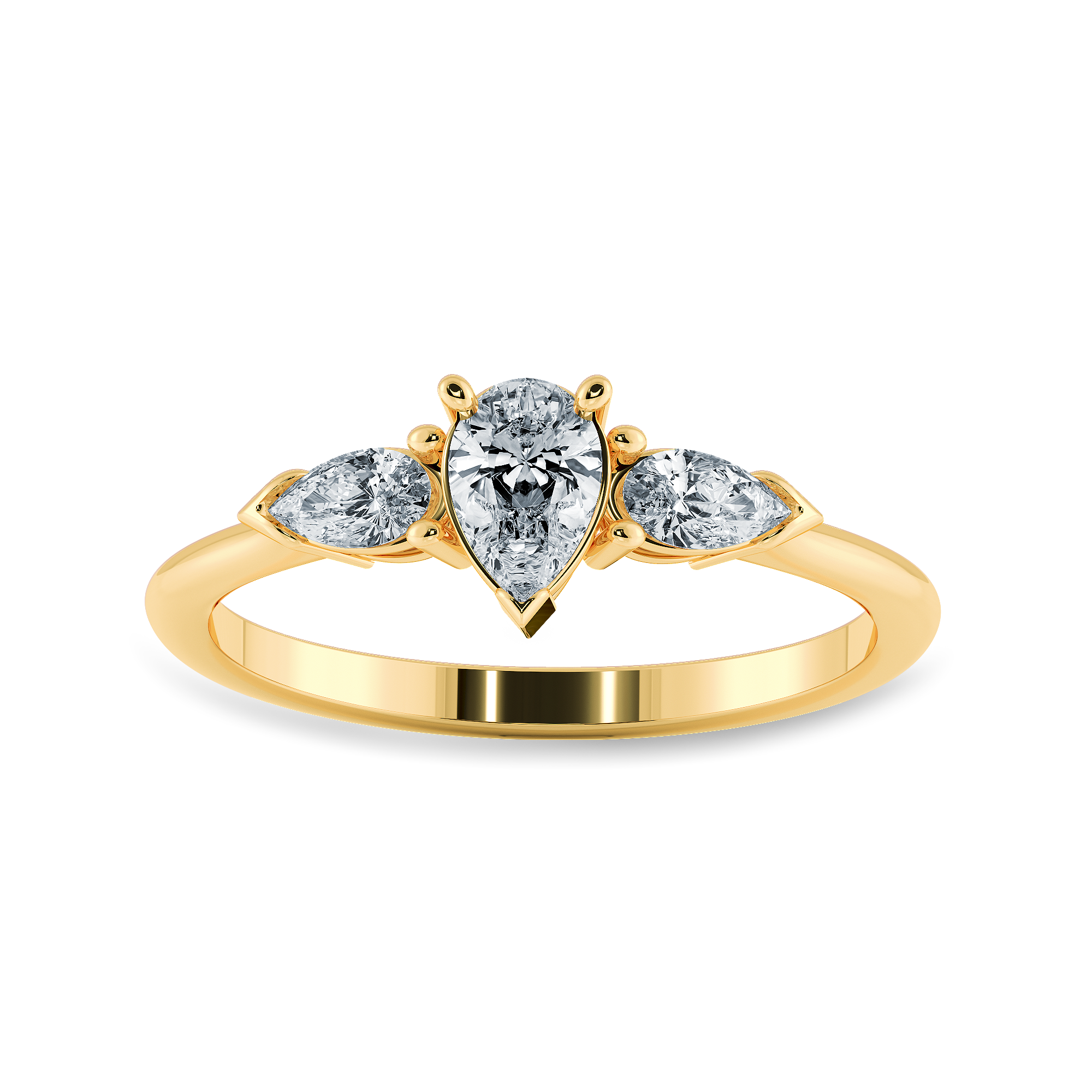 0.70cts. Pear Cut Solitaire Diamond Accents 18K Yellow Gold Ring JL AU 1207Y-B   Jewelove.US