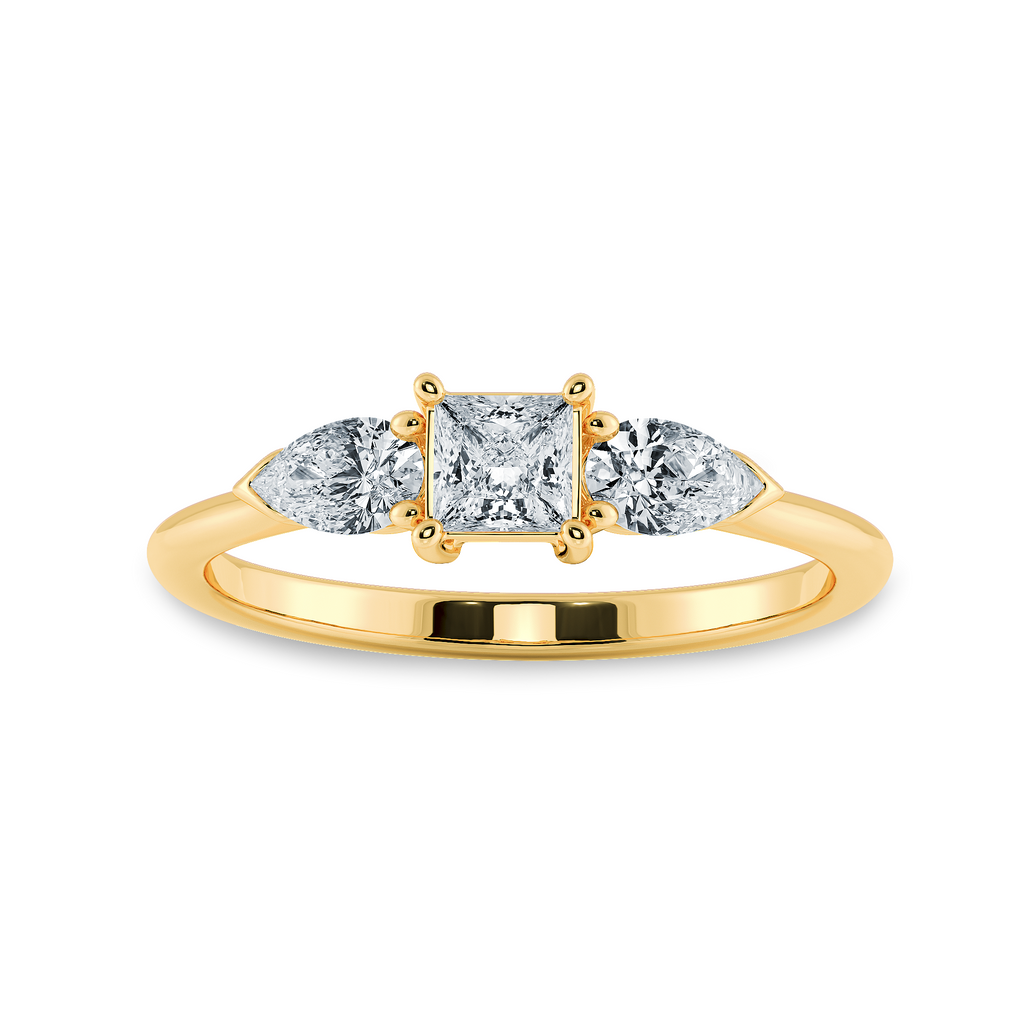 0.50cts. Princess Cut Solitaire with Pear Cut Diamond Accents 18K Yellow Gold Ring JL AU 2021Y-A   Jewelove.US