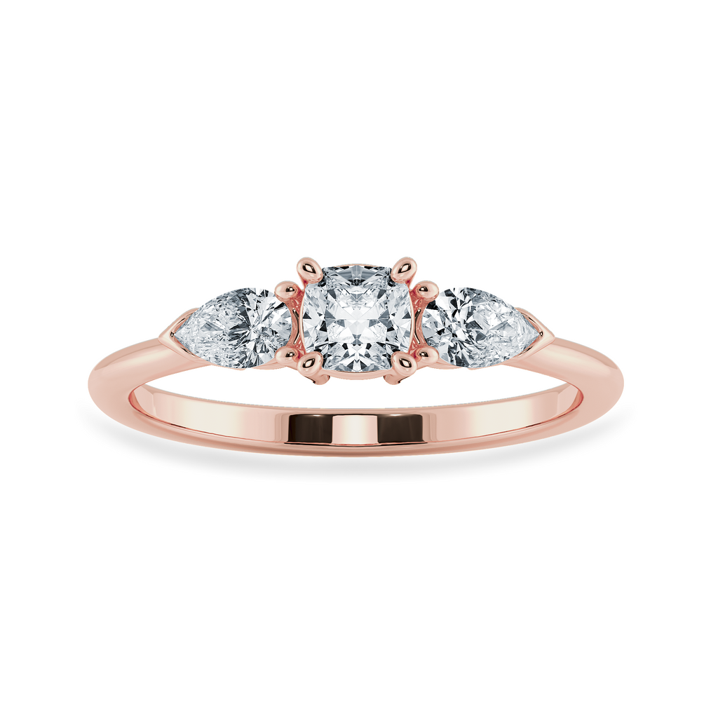 0.30cts. Cushion Cut Solitaire with Pear Cut Diamond Accents 18K Rose Gold Ring JL AU 1203R   Jewelove.US