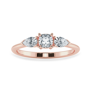 0.30cts. Cushion Cut Solitaire with Pear Cut Diamond Accents 18K Rose Gold Ring JL AU 1203R   Jewelove.US