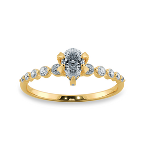 0.50cts. Pear Cut Solitaire Halo Diamond Accents 18K Yellow Gold Ring JL AU 2009Y-A   Jewelove.US