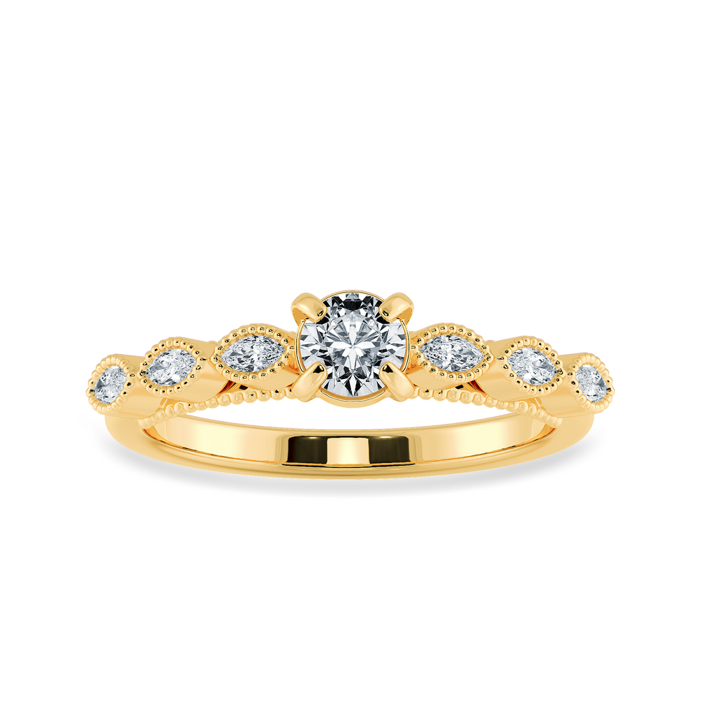 0.70cts. Solitaire with Marquise Cut Diamond Accents 18K Yellow Gold Ring JL AU 2011Y-B   Jewelove.US