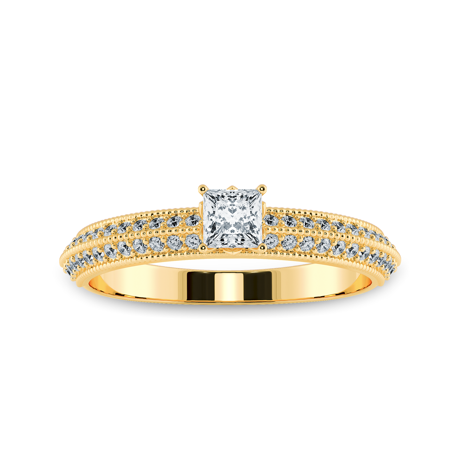 0.30cts. Princess Cut Solitaire Diamond Split Shank 18K Yellow Gold Ring JL AU 1186Y   Jewelove.US