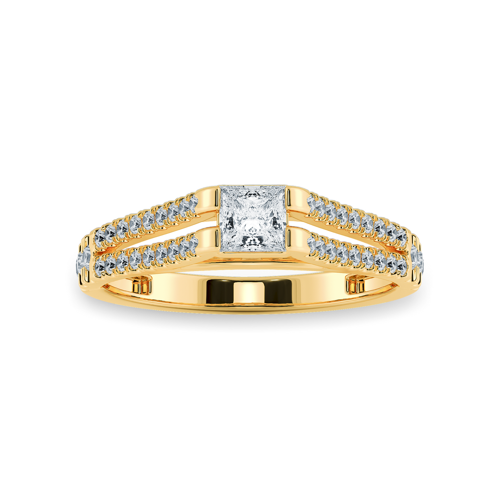 0.70cts. Princess Cut Solitaire Diamond Split Shank 18K Yellow Gold Ring JL AU 1178Y-C   Jewelove.US