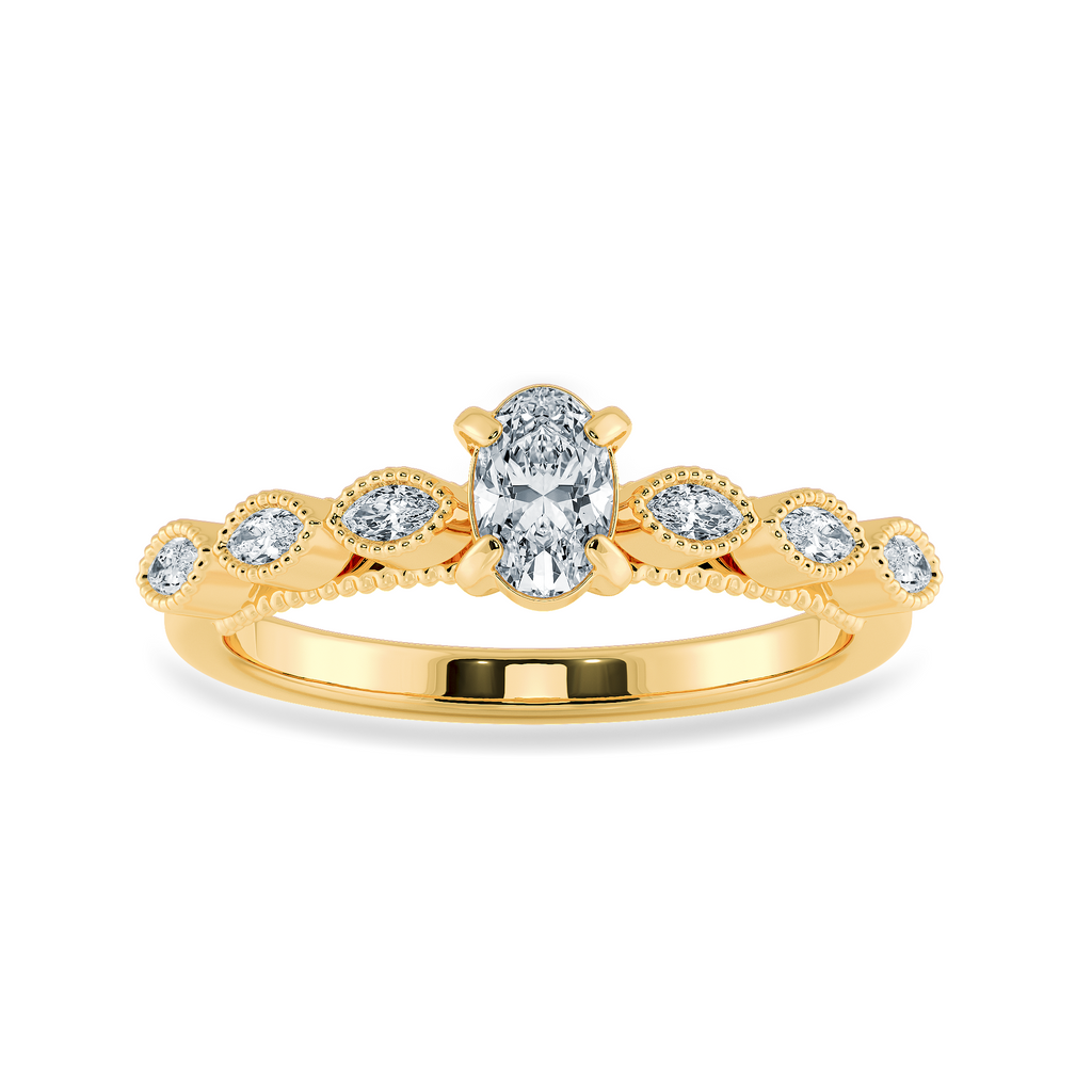 0.30cts. Oval Cut Solitaire Marquise Cut Diamond Accents 18K Yellow Gold Ring JL AU 2017Y   Jewelove.US