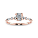 Load image into Gallery viewer, 0.50cts. Emerald Cut Solitaire Halo Diamond Accents 18K Rose Gold Solitaire Ring JL AU 2006R-A   Jewelove.US
