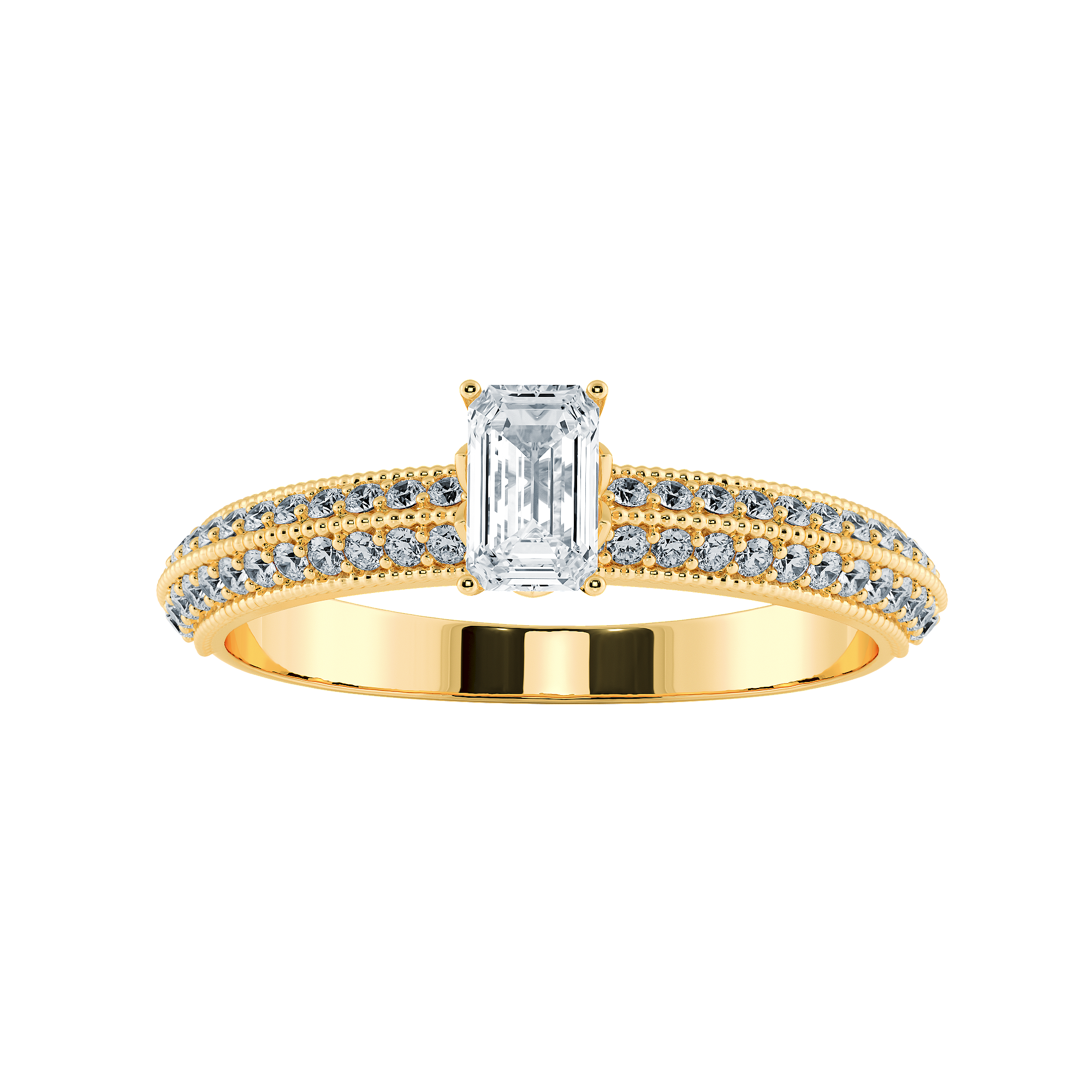 0.30cts. Emerald Cut Solitaire Diamond Split Shank 18K Yellow Gold Ring JL AU 1188Y   Jewelove.US