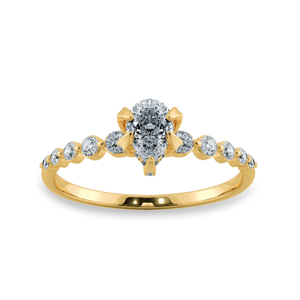 0.70cts. Pear Cut Solitaire Halo Diamond Accents 18K Yellow Gold Ring JL AU 2009Y-B   Jewelove.US
