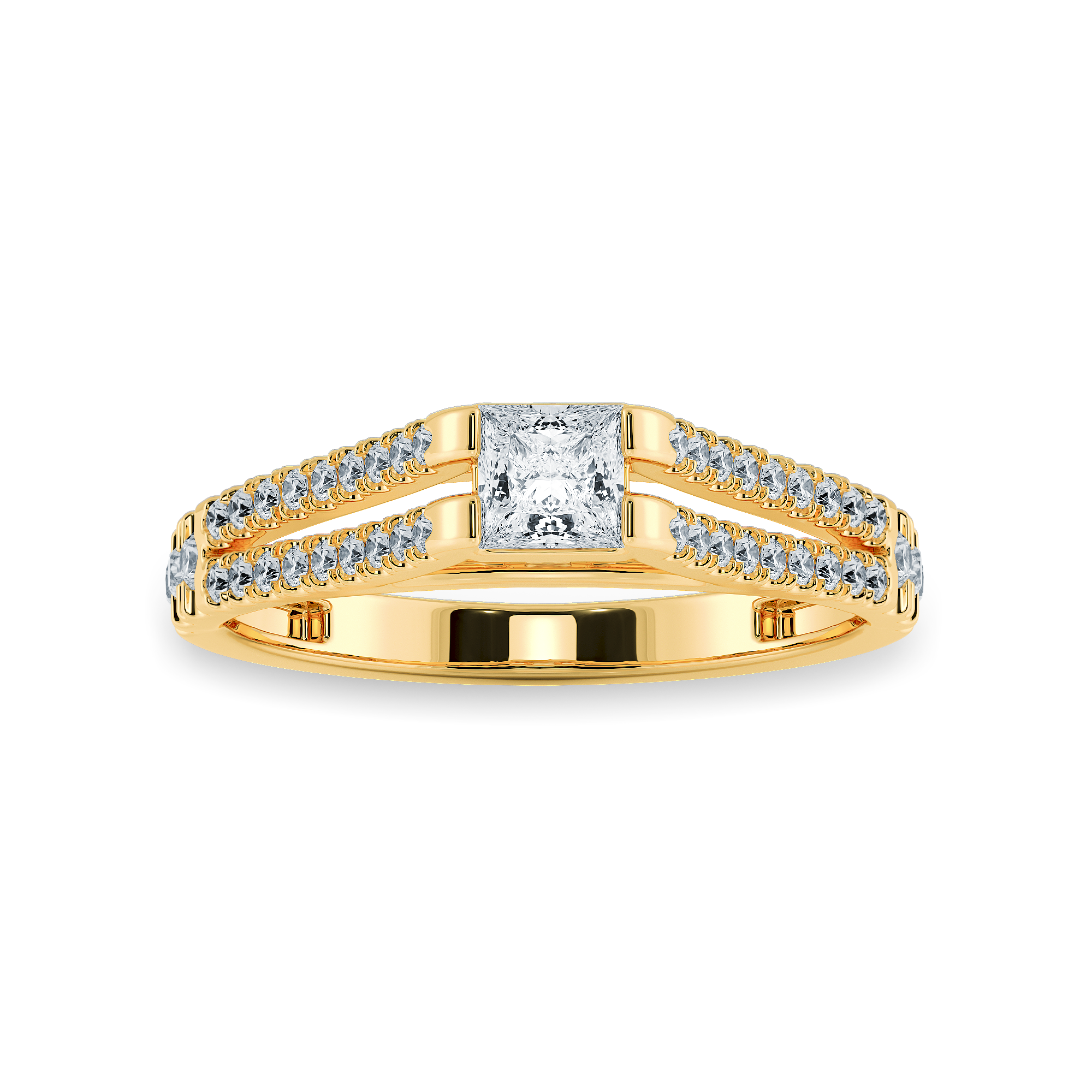 0.30cts. Princess Cut Solitaire Diamond Split Shank 18K Yellow Gold Ring JL AU 1178Y   Jewelove.US