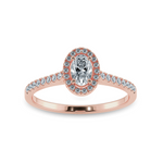 Load image into Gallery viewer, 0.30cts. Oval Cut Solitaire Halo Diamond Shank 18K Rose Gold Ring JL AU 1199R   Jewelove.US
