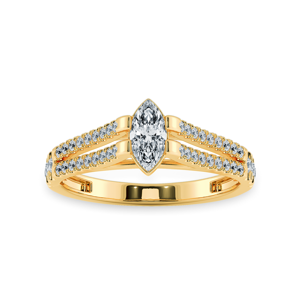70-Pointer Marquise Cut Solitaire Diamond Split Shank 18K Yellow Gold Ring JL AU 1184Y-B   Jewelove.US