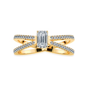 0.50cts. Emerald Cut Solitaire Diamond Split Shank 18K Yellow Gold Ring JL AU 1172Y-A   Jewelove.US