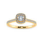 Load image into Gallery viewer, 0.50cts. Cushion Cut Solitaire Halo Diamond Shank 18K Yellow Gold Ring JL AU 1195Y   Jewelove.US
