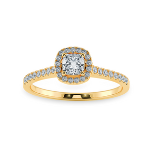 0.50cts. Cushion Cut Solitaire Halo Diamond Shank 18K Yellow Gold Ring JL AU 1195Y   Jewelove.US