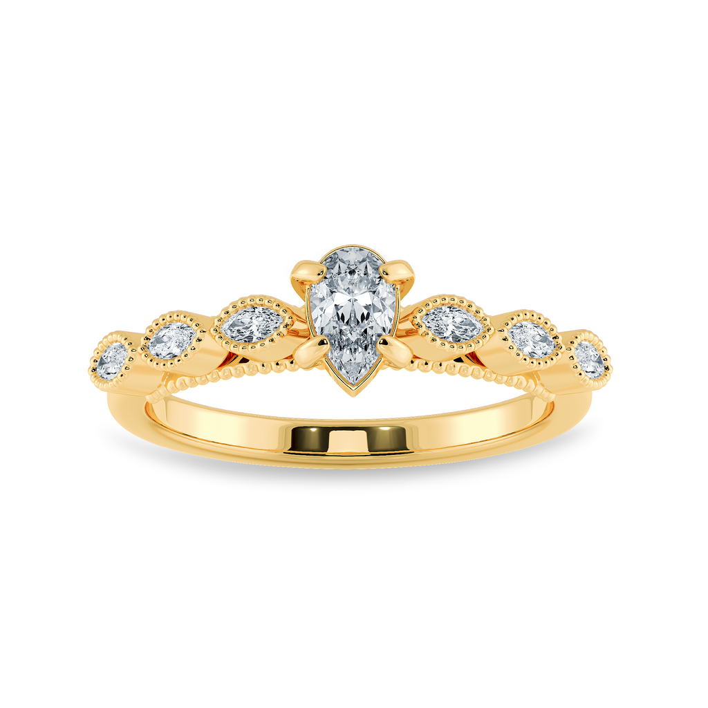 0.70cts. Pear Cut Solitaire with Marquise Cut Diamond Shank 18K Yellow Gold Ring JL AU 2018Y-B   Jewelove.US