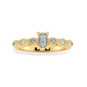 0.30cts. Emerald Cut Solitaire with Marquise Cut Diamond Accents 18K Yellow Gold Ring JL AU 2015Y   Jewelove.US