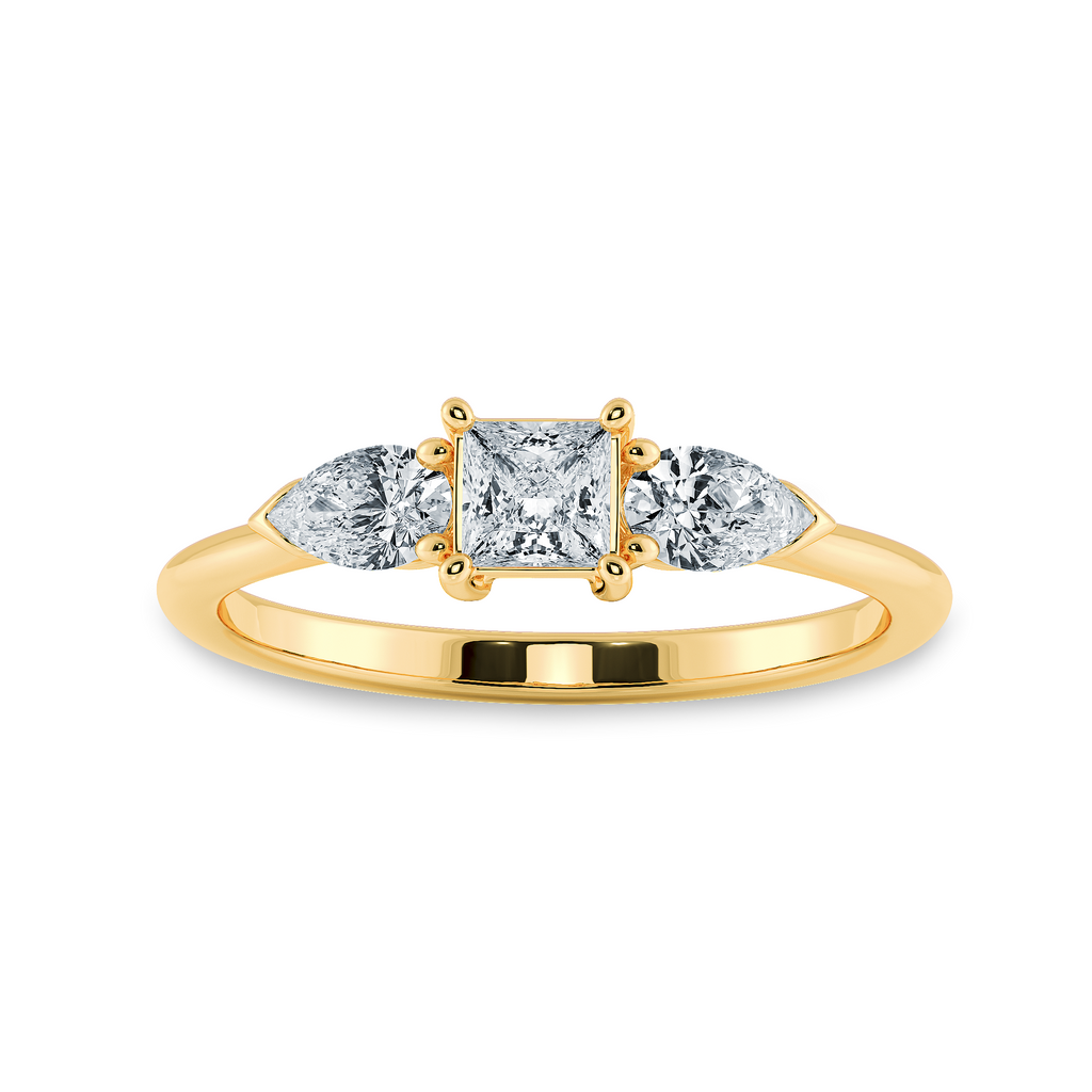 0.20cts. Princess Cut Solitaire with Pear Cut Diamond Accents 18K Yellow Gold Ring JL AU 2021Y-C   Jewelove.US