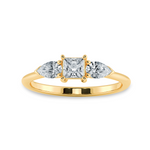 Load image into Gallery viewer, 0.20cts. Princess Cut Solitaire with Pear Cut Diamond Accents 18K Yellow Gold Ring JL AU 2021Y-C   Jewelove.US
