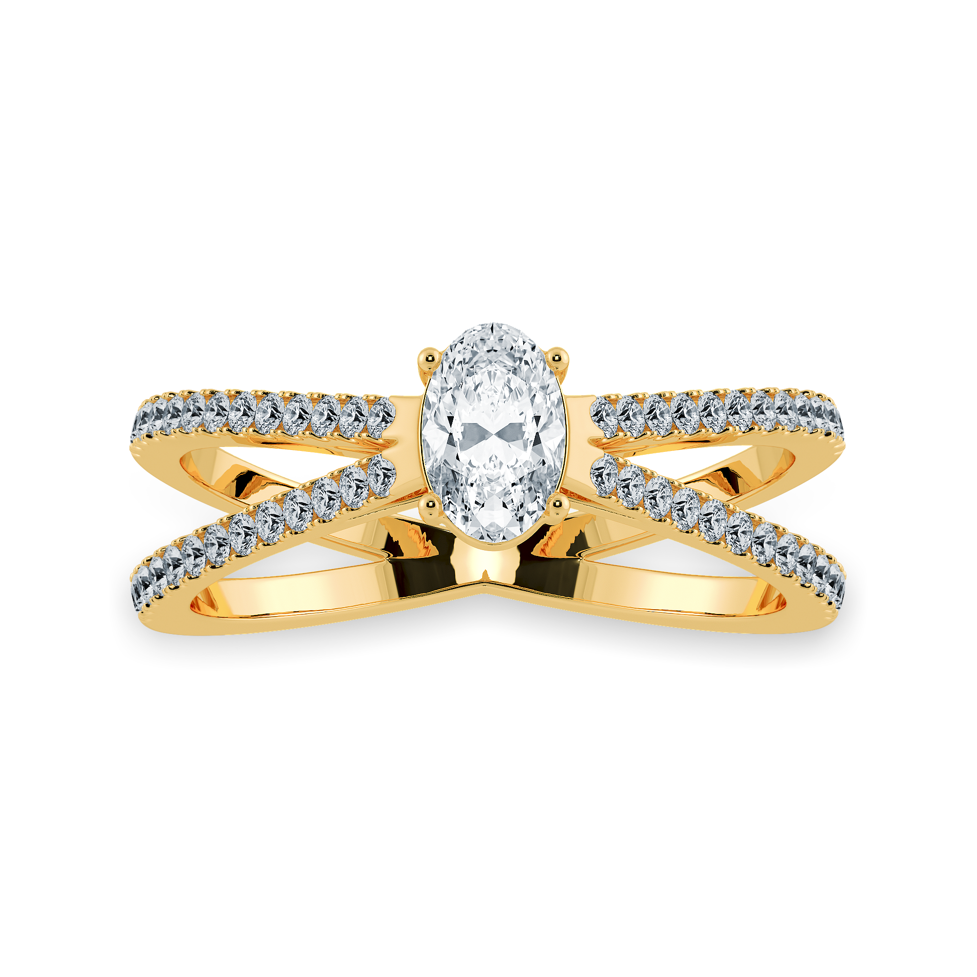 0.50cts. Oval Cut Solitaire Diamond Split Shank 18K Yellow Gold Ring JL AU 1174Y-A   Jewelove.US