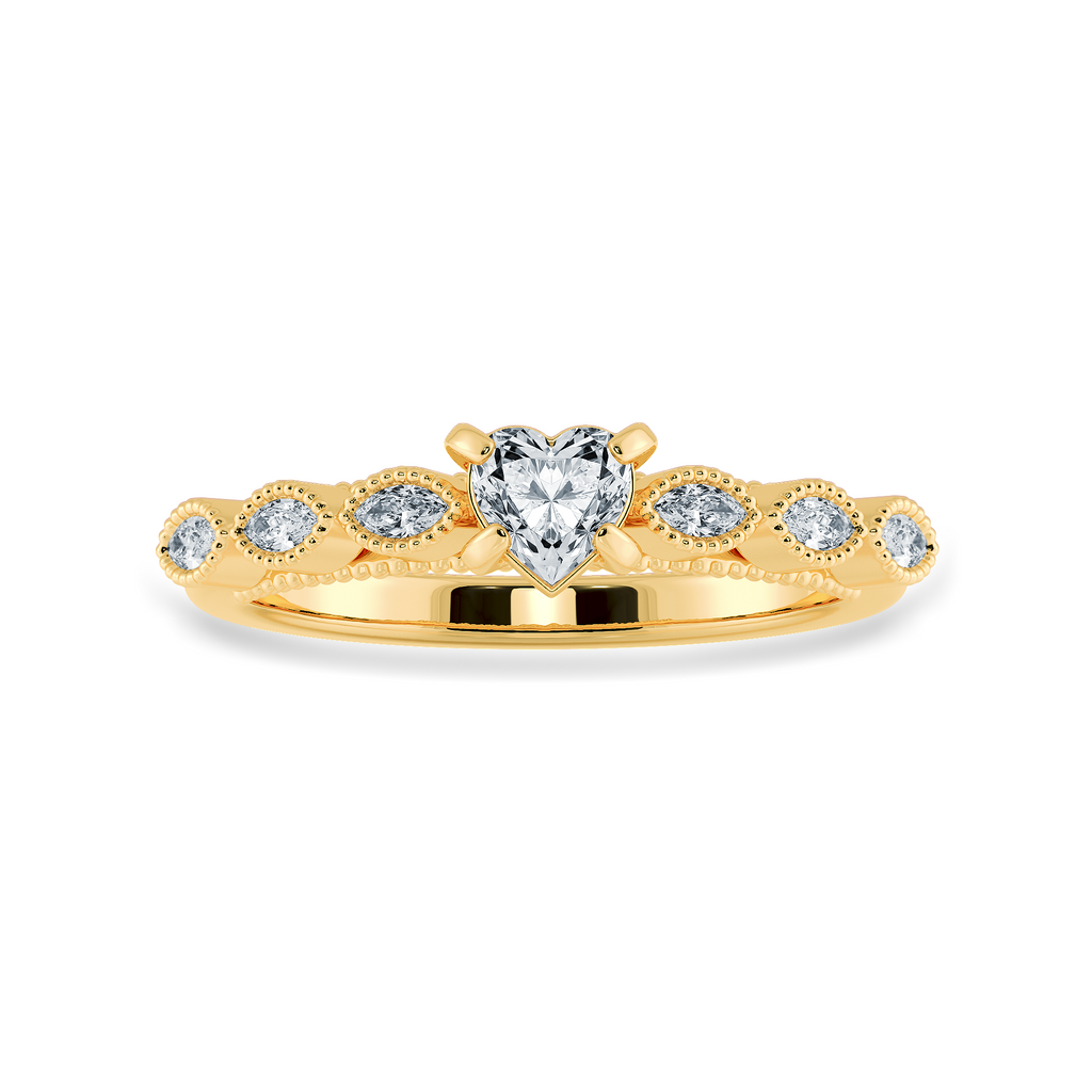 0.30cts. Heart Cut Solitaire with Marquise Cut Diamond Accents 18K Yellow Gold Ring JL AU 2016Y   Jewelove.US