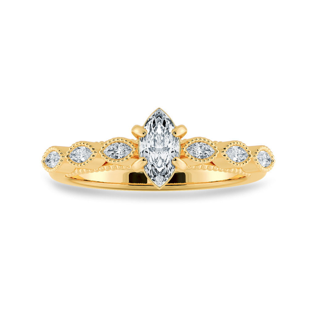 0.70ts. Marquise Cut Solitaire Diamond Accents 18K Yellow Gold Ring JL AU 2019Y-B   Jewelove.US