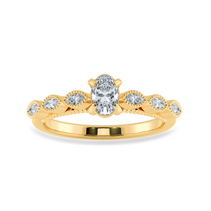 0.70cts. Oval Cut Solitaire Marquise Cut Diamond Accents 18K Yellow Gold Ring JL AU 2017Y-B   Jewelove.US