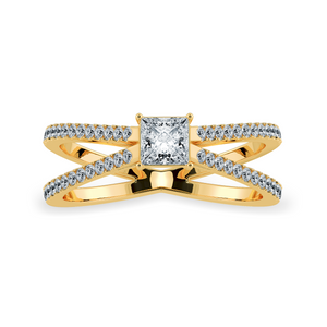 0.50cts. Princess Cut Solitaire Diamond Split Shank 18K Yellow Gold Ring JL AU 1170Y-A   Jewelove.US