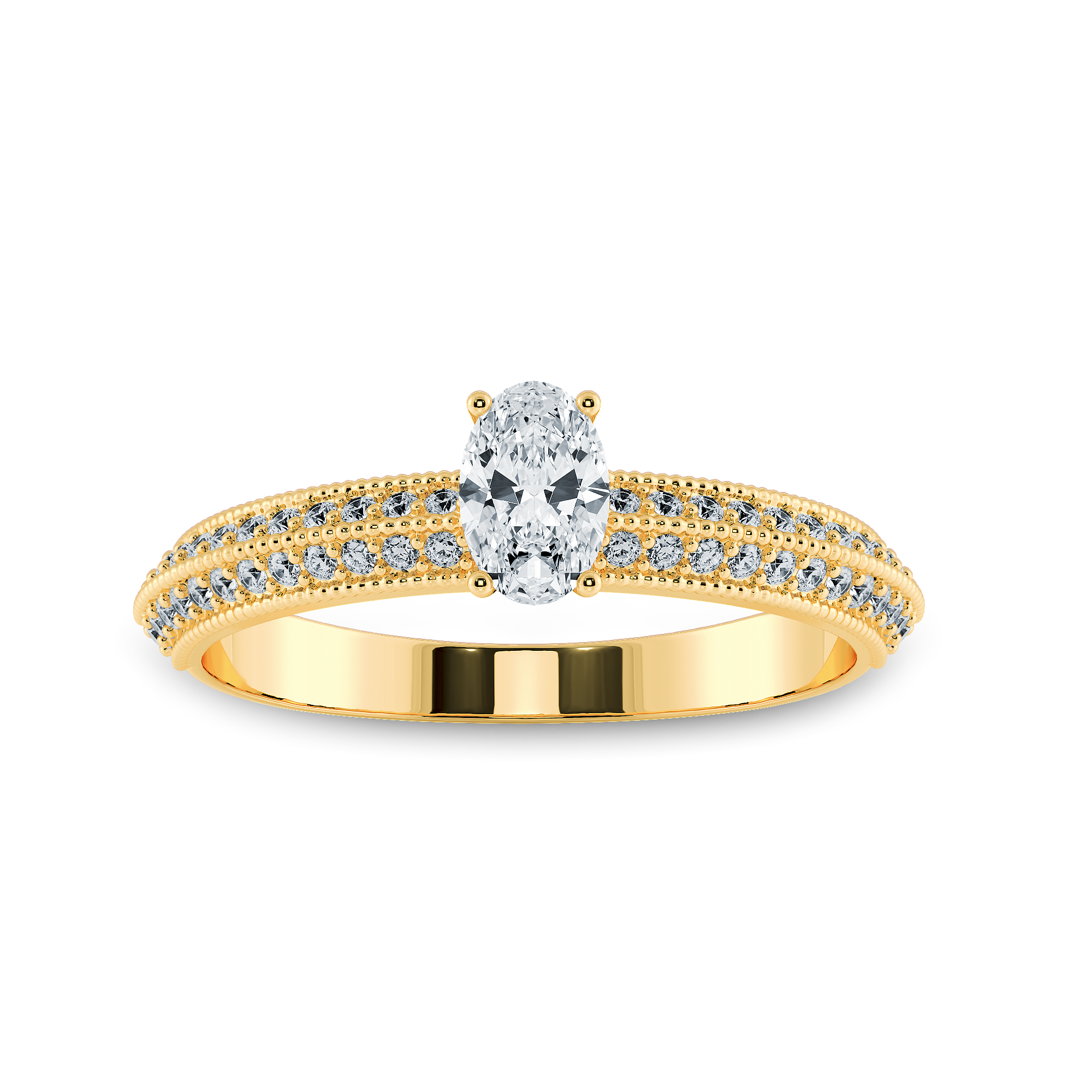0.50cts. Oval Cut Solitaire Diamond Split Shank 18K Yellow Gold Ring JL AU 1190Y-A   Jewelove.US