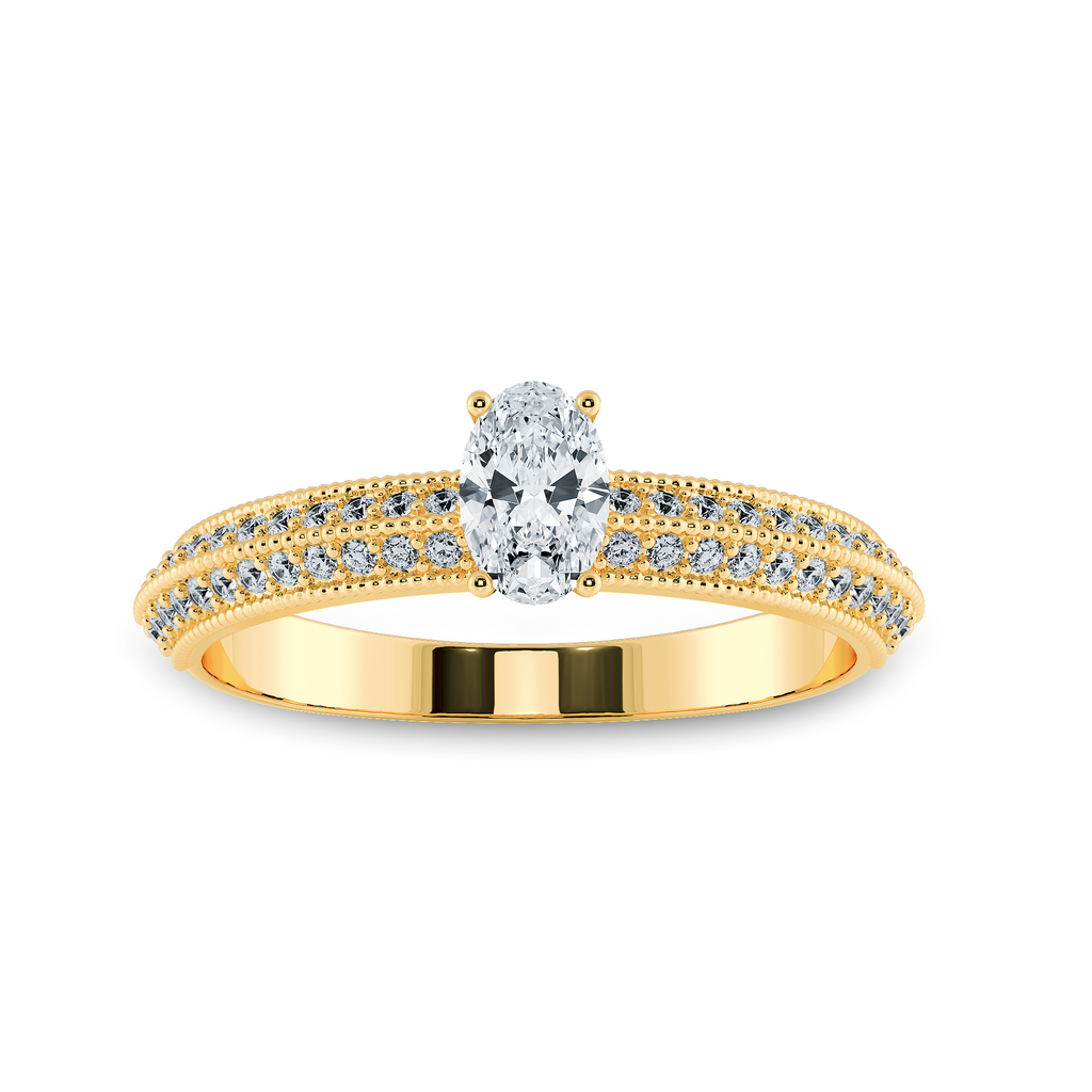 0.50cts. Oval Cut Solitaire Diamond Split Shank 18K Yellow Gold Ring JL AU 1190Y-A   Jewelove.US