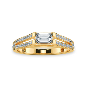 0.50cts. Emerald Cut Solitaire Diamond Split Shank 18K Yellow Gold Ring JL AU 1180Y-A   Jewelove.US