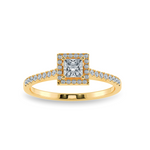 Load image into Gallery viewer, 0.20cts. Princess Cut Solitaire Diamond Square Halo Shank 18K Yellow Gold Ring JL AU 1194Y-C   Jewelove.US
