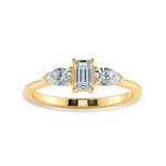 Load image into Gallery viewer, 0.30cts. Emerald Cut Solitaire with Pear Cut Diamond Accents 18K Yellow Gold Ring JL AU 1204Y   Jewelove.US
