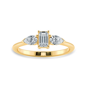 0.30cts. Emerald Cut Solitaire with Pear Cut Diamond Accents 18K Yellow Gold Ring JL AU 1204Y   Jewelove.US