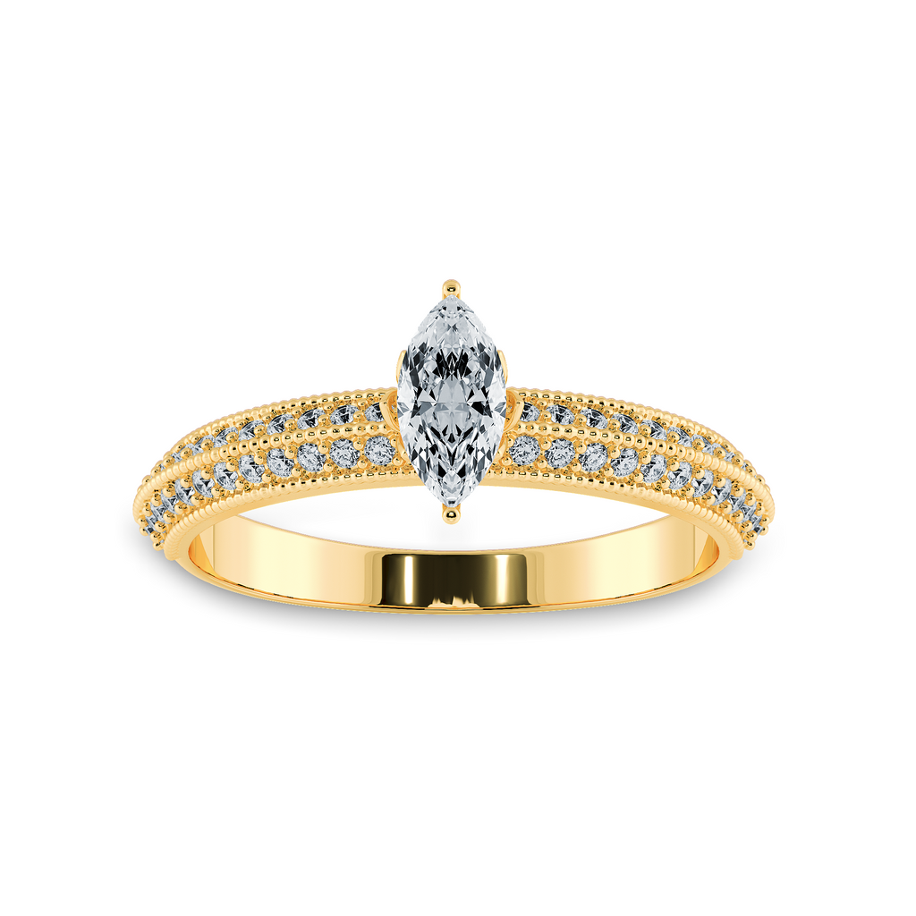 70-Pointer Marquise Cut Solitaire Diamond Split Shank 18K Yellow Gold Ring JL AU 1192Y-B   Jewelove.US