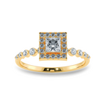 Load image into Gallery viewer, 0.20cts. Princess Cut Solitaire Halo Diamond Accents 18K Yellow Gold Ring JL AU 2003Y-C   Jewelove.US
