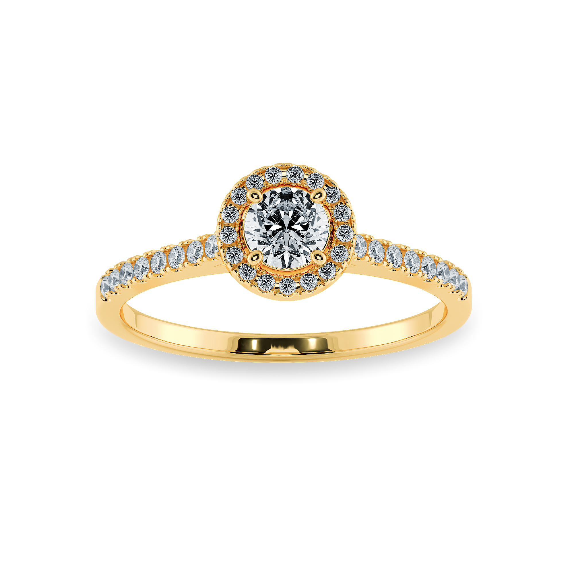 0.30cts. Solitaire Diamond Halo Shank 18K Yellow Gold Ring JL AU 1193Y   Jewelove.US