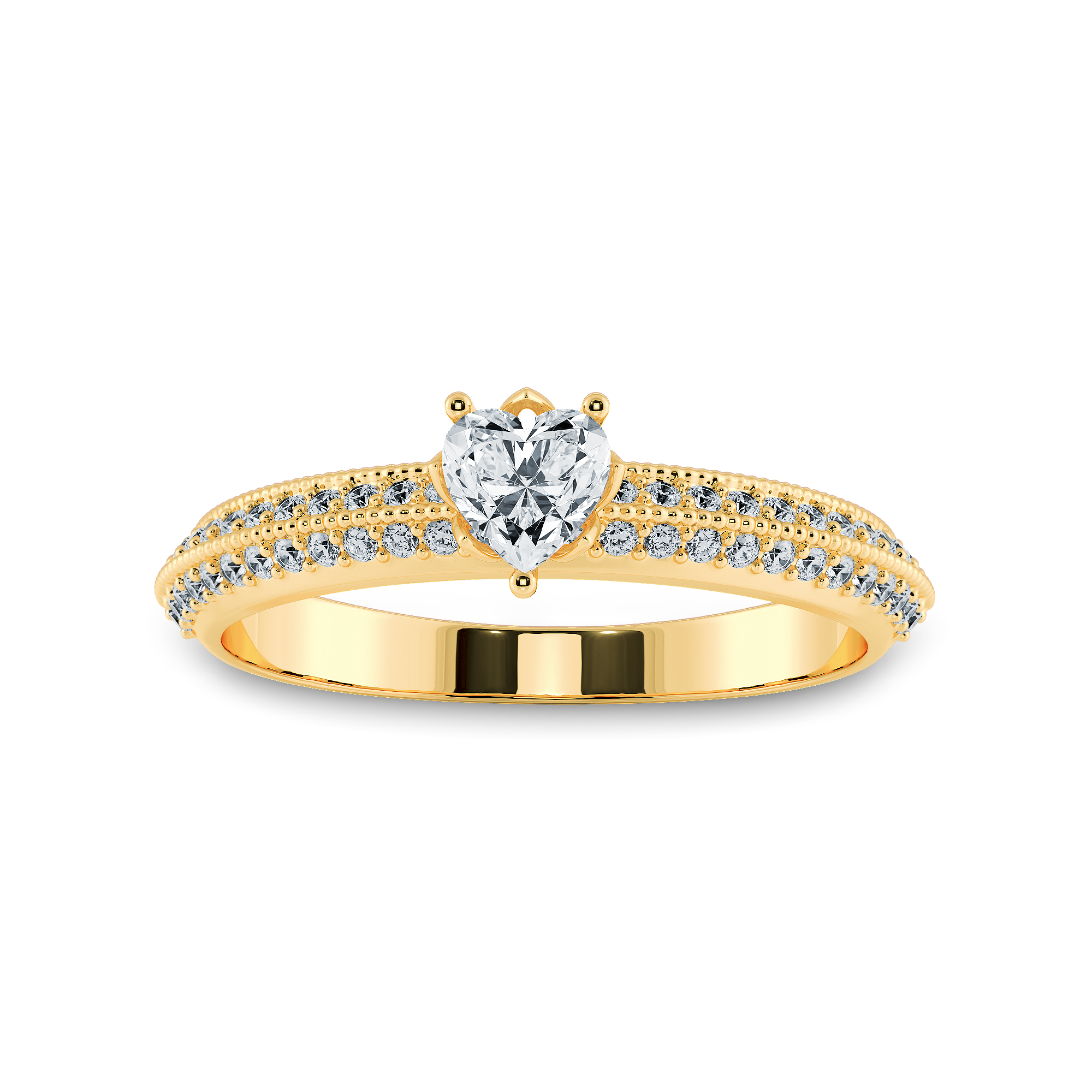 0.70cts. Heart Cut Solitaire Diamond Split Shank 18K Yellow Gold Ring JL AU 1189Y-B   Jewelove.US