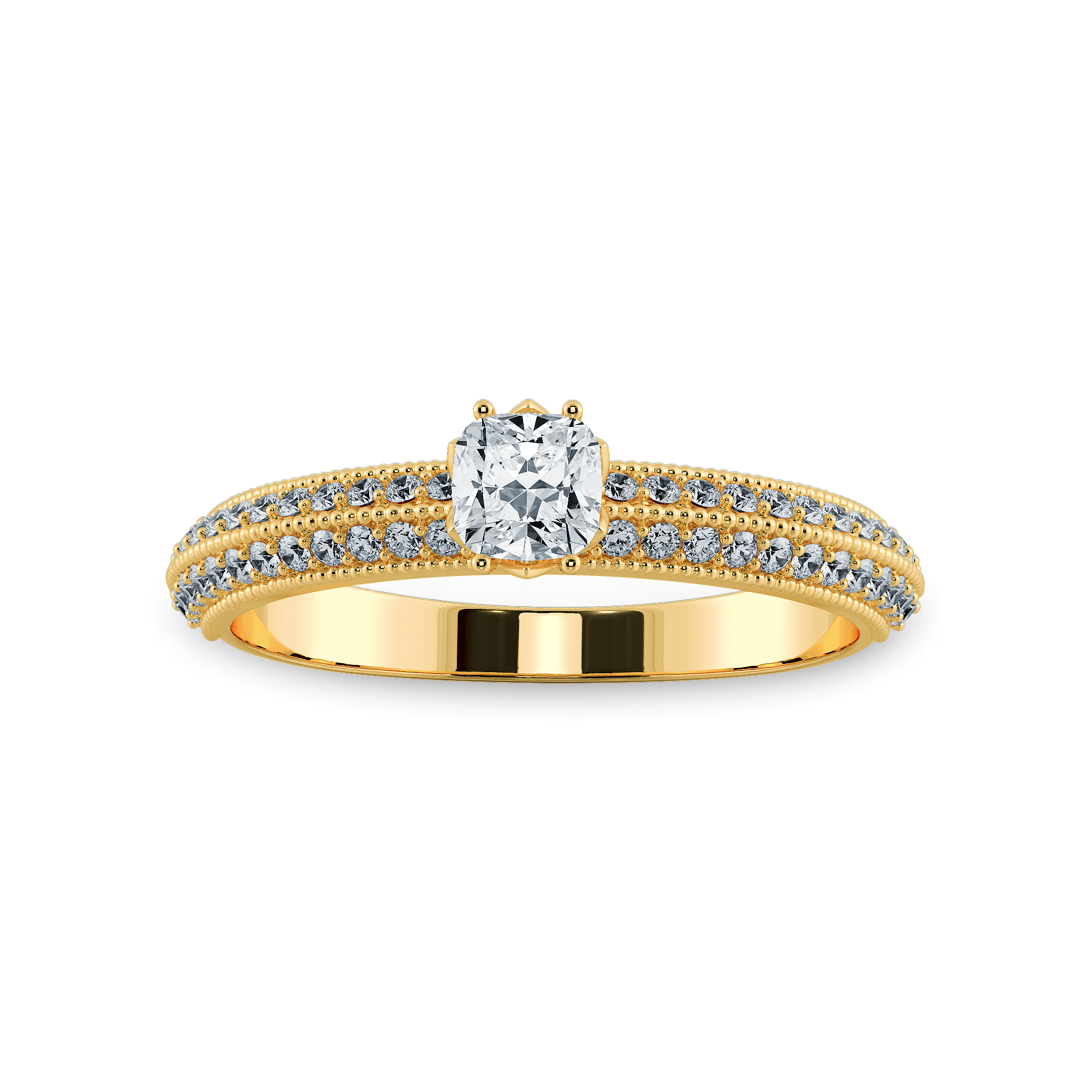 0.50cts. Cushion Cut Solitaire Diamond Split Shank 18K Yellow Gold Ring JL AU 1187Y-A   Jewelove.US