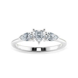 0.30cts Heart Cut Solitaire with Pear Cut Diamond Accents Platinum Ring JL PT 1205   Jewelove.US