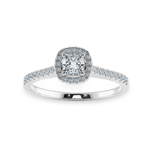 0.30cts. Cushion Cut Solitaire Diamond Halo Shank Platinum Engagement Ring JL PT 1195-B   Jewelove.US