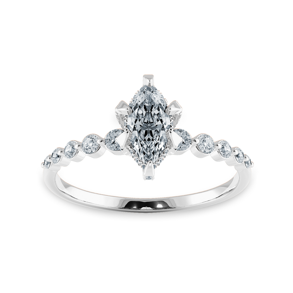 0.70cts Marquise Cut Solitaire Halo Diamond Accents Platinum Ring JL PT 2010-B   Jewelove.US