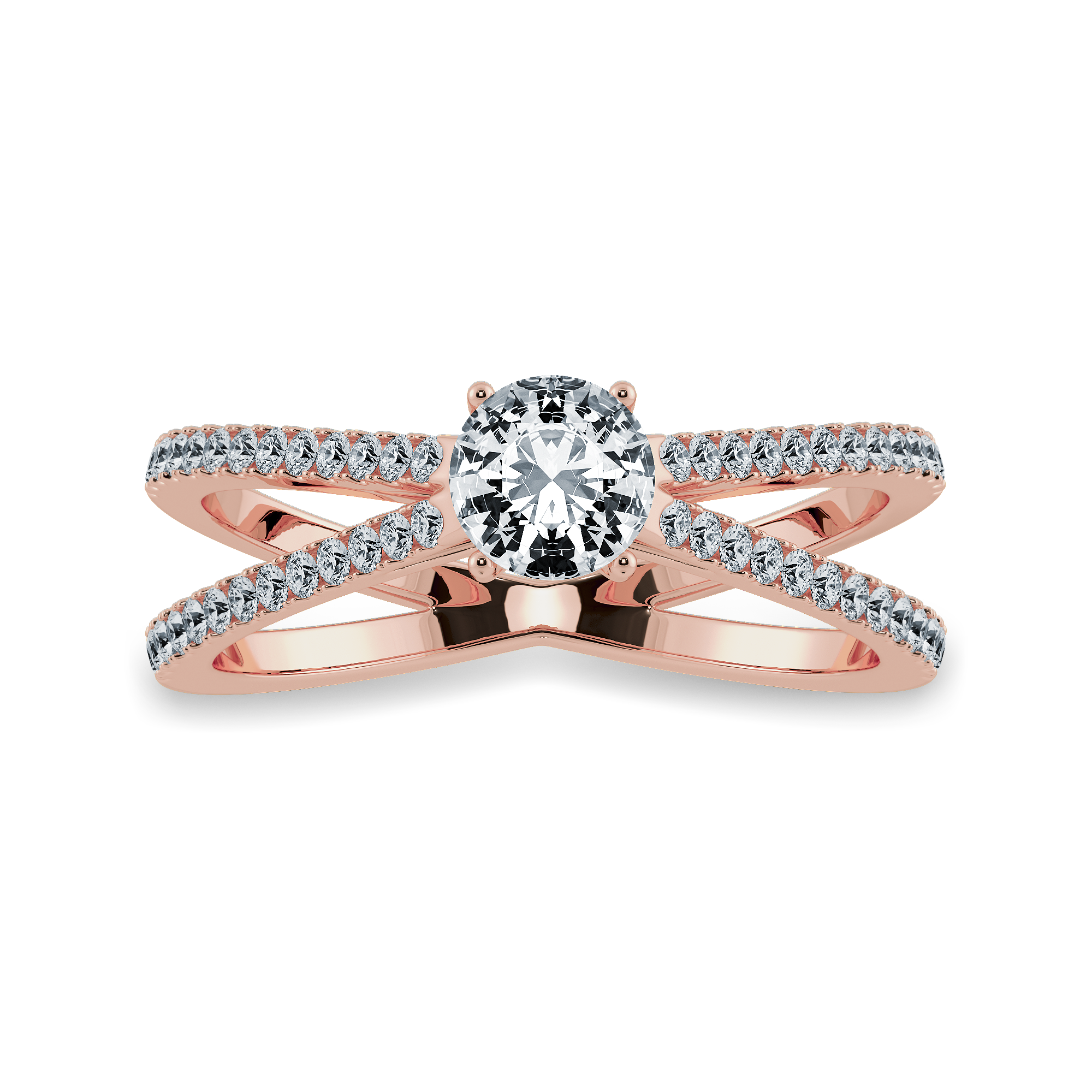 50-Pointer Solitaire Diamond Split Shank 18K Rose Gold Ring JL AU 1169R-A   Jewelove.US