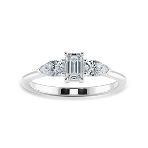 0.30cts Emerald Cut Solitaire with Pear Cut Diamond Accents Platinum Ring JL PT 1204   Jewelove.US