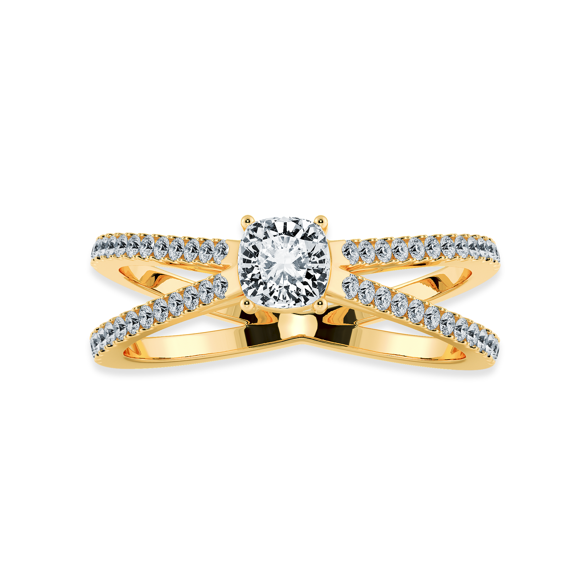 0.50cts. Cushion Cut Solitaire Diamond Split Shank 18K Yellow Gold Ring JL AU 1171Y-A   Jewelove.US