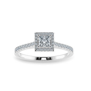 0.70cts Princess Cut Solitaire Diamond Square Halo Shank Platinum Ring JL PT 1194-B   Jewelove.US