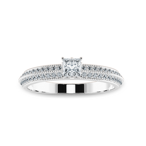 0.30cts Princess Cut Solitaire Diamond Split Shank Platinum Ring JL PT 1186   Jewelove.US